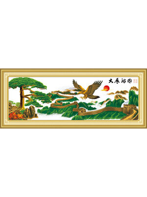 eagle-1013 *พร้อมส่ง* ชุดปักครอสติช ลายพญาอินทรีกำแพงเมืองจีน ขนาดใหญ่ 150*58 ซม.ผ้าครอสติช 11CTพิมพ์ลายปักบนผ้า ไหมคอตตอน 39 สี ผังลาย เข็ม