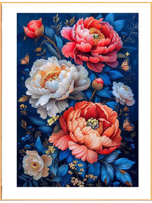 botan-1010 *พร้อมส่ง* ชุดปักครอสติช ลายช่อโบตั๋น (ปักเต็มผืนผ้า ไม่มีเดินเส้น ผ้า11CTพิมพ์ลาย ปัก 3 เส้นเล็ก) ขนาด 50*70 ซม.ผ้าครอสติช 11CTพิมพ์ลายปักบนผ้า ไหมคอตตอน 35 สี ผังลาย เข็ม