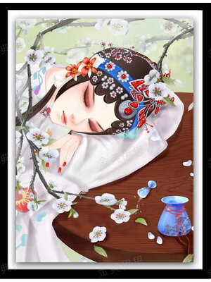 lady-1023 *พร้อมส่ง* ชุดปักครอสติช ลายสาวงามจีน (ปักเต็มผืนผ้า ไม่มีเดินเส้น ปักครั้งละ 3 เส้นเล็ก) ขนาด 50*65 ซม.ผ้าครอสติช 11CTพิมพ์ลายปักบนผ้า ไหมคอตตอน 36 สี ผังลาย เข็ม