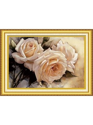 rose-1121 *สินค้าหมด* ชุดปักครอสติช ลายกุหลาบขาว (งานปักเต็มลาย ไม่มีเดินเส้น ปักครั้งละ 3 เส้นเล็ก) ขนาด 93*65 ซม.ผ้าครอสติช 11CTพิมพ์ลายปักเต็มลายผ้า ไหมคอตตอน 45 สี ผังลาย เข็ม