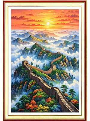 view-1137 *สินค้าหมด* ชุดปักครอสติช ลายกำแพงเมืองจีน ในฤดู summer (ปักเต็มผืนผ้า ไม่มีเดินเส้น ผ้า11CT พิมพ์ลาย ปัก 3 เส้นเล็ก) ขนาด 50*70 ซม.ผ้าครอสติช 11CTพิมพ์ลายปักบนผ้า ไหมคอตตอน 34 สี ผังลาย เข็ม