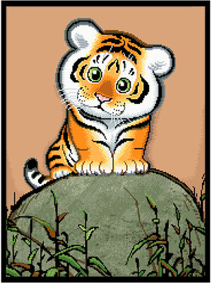 tiger-1003 *สินค้าหมด* ชุดปักครอสติช ลายเสือน้อย (ปักเต็มผืนผ้า ไม่มีเดินเส้น ผ้า11CTพิมพ์ลาย ปัก 3 เส้นเล็ก) ขนาด 51*63 ซม.ผ้าครอสติช 11CTพิมพ์ลายปักบนผ้า ไหมคอตตอน 29 สี ผังลาย เข็ม