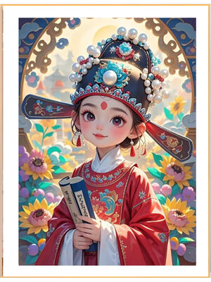 lady-1043 *พร้อมส่ง* ชุดปักครอสติช ลายบัณฑิตสาวจีน (ปักเต็มผืนผ้า ไม่มีเดินเส้น ผ้า11CTพิมพ์ลาย ปัก 3 เส้นเล็ก) ขนาด 50*70 ซม.ผ้าครอสติช 11CTพิมพ์ลายปักบนผ้า ไหมคอตตอน 38 สี ผังลาย เข็ม