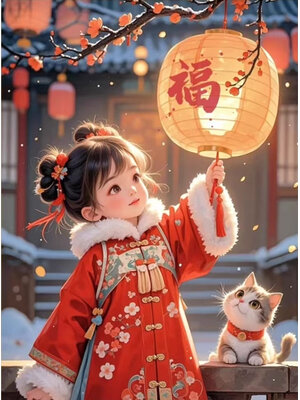 girl-1030 *พร้อมส่ง* ชุดปักครอสติช ลายสาวน้อยกับน้องแมว (ปักเต็มผืนผ้า ไม่มีเดินเส้น ผ้า9CT พิมพ์ลาย ปัก 4 เส้นเล็ก) ขนาด 65*80 ซม.ผ้าครอสติช 9CTพิมพ์ลายปักบนผ้า ไหมคอตตอน 57 สี ผังลาย เข็ม