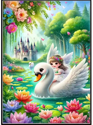 girl-1024 *พร้อมส่ง* ชุดปักครอสติช ลายสาวน้อยกับหงส์ (ปักเต็มผืนผ้า ไม่มีเดินเส้น ผ้า9CTพิมพ์ลาย ปัก 4 เส้นเล็ก) ขนาด 60*80 ซม.ผ้าครอสติช 9CTพิมพ์ลายปักบนผ้า+ไหมคอตตอน 44 สี+ผังลาย+เข็ม