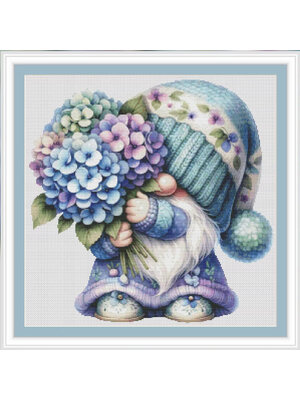 dwarf-1002 *พร้อมส่ง* ชุดปักครอสติช ลายคนแคระไฮเดรนเยีย (ไม่มีเดินเส้น ผ้า9CTพิมพ์ลาย ปัก 4 เส้นเล็ก) ขนาด 75*75 ซม.ผ้าครอสติช 11CTพิมพ์ลายปักบนผ้า ไหมคอตตอน 60 สี ผังลาย เข็ม