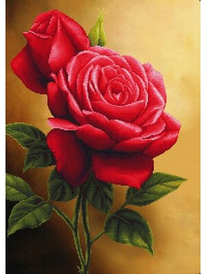 rose-2003 *พร้อมส่ง* ชุดภาพติดคริสตัลกลม ลายกุหลาบแดง (งานติดเต็มภาพ) ขนาด 36*46 ซม. คริสตัลกลม 20 สี อุปกรณ์ครบชุด