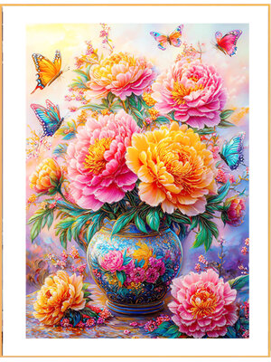 botan-1004 *พร้อมส่ง* ชุดปักครอสติช ลายช่อโบตั๋นในแจกัน (ปักเต็มผืนผ้า ไม่มีเดินเส้น ผ้า11CTพิมพ์ลาย ปัก 3 เส้นเล็ก) ขนาด 50*70 ซม.ผ้าครอสติช 11CTพิมพ์ลายปักบนผ้า ไหมคอตตอน 38 สี ผังลาย เข็ม