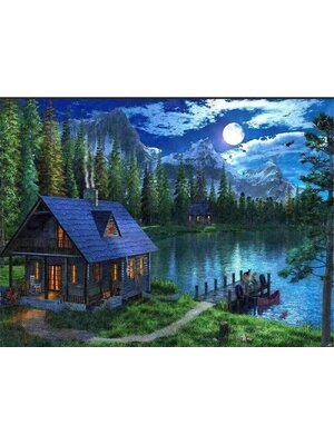 home-2003 *พร้อมส่ง* ชุดภาพติดคริสตัลกลม ลายกระท่อมน้อยกลางป่าใหญ่ (่งานติดเต็มภาพ) ขนาด 50*40 ซม.ผ้าแคนวาสลงผังลายเต็ม คริสตัลกลม 30 สี อุปกรณ์ครบชุด