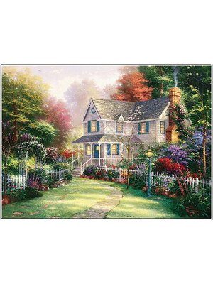 home-2070 *สินค้าหมด* ชุดภาพติดคริสตัลกลม ลายบ้านใหญ่ในป่าใหญ่ (งานติดเต็มภาพ) ขนาด 48*36 ซม.คริสตัลกลม 37 สี ผังลาย เข็ม