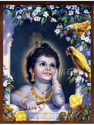 tep-2058 *พร้อมส่ง* ชุดภาพติดคริสตัลเหลี่ยม ลายพระกฤษณะน้อย ( งานติดเต็มภาพ ) ขนาด 40*50 ซม. คริสตัลเหลี่ยม 35 สี อุปกรณ์ครบชุด