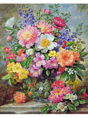 vase-1100 *สินค้าหมด* ชุดปักครอสติช ลายแจกันดอกไม้หลากสี (ปักเต็มผืนผ้า ไม่มีเดินเส้น ปักครั้งละ 3 เส้นเล็ก) ขนาด 60*80 ซม.ผ้าครอสติช 11CTพิมพ์ลายปักบนผ้า ไหมคอตตอน 49 สี ผังลาย เข็ม