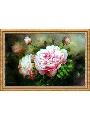 botan-1014 *พร้อมส่ง* ชุดปักครอสติช ลายภาพวาดดอกโบตั๋น (ปักเต็มผืนผ้า ไม่มีเดินเส้น ผ้า11CTพิมพ์ลาย ปัก 3 เส้นเล็ก) ขนาด 65*46 ซม.ผ้าครอสติช 11CTพิมพ์ลายปักบนผ้า ไหมคอตตอน 56 สี ผังลาย เข็ม