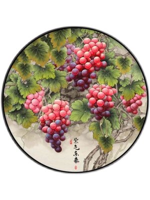 fruit-1105 *สินค้าหมด* ชุดปักครอสติช ลายช่อองุ่น (ปักเต็มผืนผ้า ไม่มีเดินเส้น ผ้า11CTพิมพ์ลาย มีประกาย ปัก 3 เส้นเล็ก) ขนาด 60*60 ซม.ผ้าครอสติช 11CTพิมพ์ลายปักบนผ้า ไหมคอตตอน 45 สี ผังลาย เข็ม