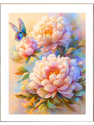 botan-1016 *พร้อมส่ง* ชุดปักครอสติช ลายผีเสื้อกับโบตั๋น (ปักเต็มผืนผ้า ไม่มีเดินเส้น ผ้า11CTพิมพ์ลาย ปัก 3 เส้นเล็ก) ขนาด 50*65 ซม.ผ้าครอสติช 11CTพิมพ์ลายปักบนผ้า ไหมคอตตอน 56 สี ผังลาย เข็ม