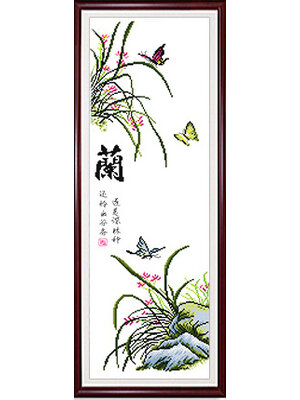 bloom-1026 *พร้อมส่ง* ชุดปักครอสติช นกน้อยกับกล้วยไม้ (ผ้า11CTพิมพ์ลาย ปัก 3 เส้นเล็ก) ขนาด 38*75 ซม. ผ้าครอสติช 11CTพิมพ์ลายปักบนผ้า ไหมคอตตอน 18 สี ผังลาย เข็ม