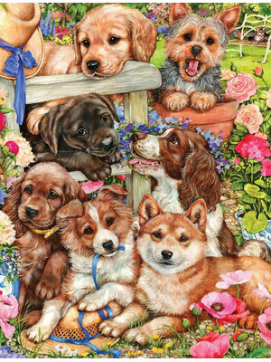 dog-1034 *สินค้าหมด* ชุดปักครอสติช ลายรวมน้องหมา (งานปักเต็มลาย ไม่มีเดินเส้น) ขนาด 40*50 ซม.ผ้าครอสติช 11CTพิมพ์ลายปักบนผ้า ไหมคอตตอน 24 สี ผังลาย เข็ม