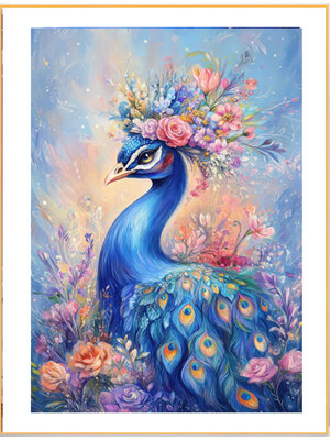 peacock-1005 *พร้อมส่ง* ชุดปักครอสติช ลายนกยูงสีน้ำเงิน (ปักเต็มผืนผ้า ไม่มีเดินเส้น ผ้า11CTพิมพ์ลาย ปัก 3 เส้นเล็ก) ขนาด 50*70 ซม.ผ้าครอสติช 11CTพิมพ์ลายปักบนผ้า ไหมคอตตอน 36 สี ผังลาย เข็ม