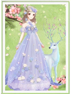 lady-1065 *พร้อมส่ง* ชุดปักครอสติช ลายเจ้าหญิงกวางขาว ( งานปักเต็มลาย ไม่มีเดินเส้น ปักครั้งละ 3 เส้นเล็ก ) ขนาด 51*69 ซม.ผ้าครอสติช 11CTพิมพ์ลายปักเต็มลายผ้า ไหมคอตตอน 37 สี ผังลาย เข็ม