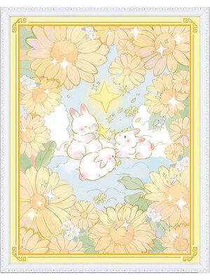 rabbit-1013 *พร้อมส่ง* ชุดปักครอสติช ลายครอบครัวกระต่ายกับดวงดาว (ปักเต็มผืนผ้า ไม่มีเดินเส้น ผ้า9CTพิมพ์ลาย ปัก 3 เส้นเล็ก) ขนาด 60*75 ซม.ผ้าครอสติช 9CTพิมพ์ลายปักบนผ้า ไหมคอตตอน 25 สี ผังลาย เข็ม