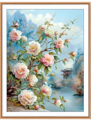 bloom-1010 *พร้อมส่ง* ชุดปักครอสติช ลายดอกไม้กลางป่าใหญ่ (ปักเต็มผืนผ้า ไม่มีเดินเส้น ผ้า11CT พิมพ์ลาย ปัก 3 เส้นเล็ก) ขนาด 60*77 ซม.ผ้าครอสติช 11CTพิมพ์ลายปักบนผ้า ไหมคอตตอน 59 สี ผังลาย เข็ม