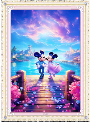 mickey-1003 *สินค้าหมด* ชุดปักครอสติช ลายมิคกี้เม้าส์ (ปักเต็มผืนผ้า ไม่มีเดินเส้น ผ้า11CTพิมพ์ลาย ปัก 3 เส้นเล็ก) ขนาด 50*67 ซม.ผ้าครอสติช 11CTพิมพ์ลายปักบนผ้า ไหมคอตตอน 42 สี ผังลาย เข็ม