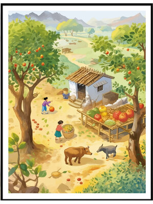 view-1168 *สินค้าหมด* ชุดปักครอสติช ลายวิถีชนบท (ปักเต็มผืนผ้า ไม่มีเดินเส้น ผ้า11CTพิมพ์ลาย ปัก 3 เส้นเล็ก) ขนาด 50*63 ซม.ผ้าครอสติช 11CTพิมพ์ลายปักบนผ้า ไหมคอตตอน 48 สี ผังลาย เข็ม