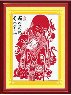 tep-1021 *พร้อมส่ง* ชุดปักครอสติช ลายเทพซิ่วแชกง เทพแห่งอายุยืน (ไม่มีเดินเส้น ไม่มีผังลาย พิมพ์ลายปักบนตัวผ้าเลย ผ้า11CTพิมพ์ลาย มีประกาย ปัก 3 เส้นเล็ก) ขนาด 64*85 ซม.ผ้าครอสติช 11CTพิมพ์ลายปักบนผ้า ไหมคอตตอน 2 สี เข็ม