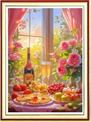 wine-1001 *พร้อมส่ง* ชุดปักครอสติช ลายชุดปาร์ตี้ไวน์ (ปักเต็มผืนผ้า ไม่มีเดินเส้น ผ้า11CT พิมพ์ลาย ปัก 3 เส้นเล็ก) ขนาด 50*70 ซม.ผ้าครอสติช 11CTพิมพ์ลายปักบนผ้า ไหมคอตตอน 35 สี ผังลาย เข็ม