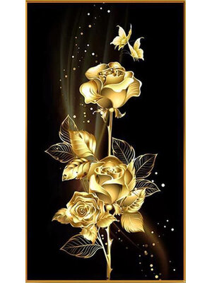 rose-1104 *สินค้าหมด* ชุดปักครอสติช ลายช่อกุหลาบทองคำ (ปักเต็มผืน ไม่มีเดินเส้น ปักครั้งละ 3 เส้นเล็ก) ขนาด 55*80 ซม.ผ้าครอสติช 11CTพิมพ์ลายปักบนผ้า ไหมคอตตอน 25 สี ผังลาย เข็ม