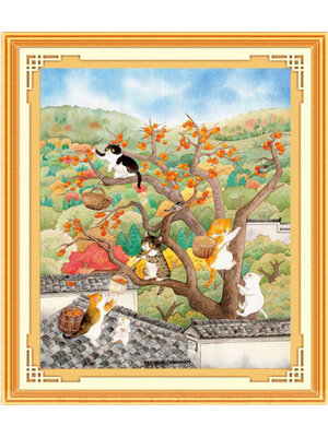 cat-1118 *สินค้าหมด* ชุดปักครอสติช ลายต้นไม้แมว (ปักเต็มผืนผ้า ไม่มีเดินเส้น ผ้า11CTพิมพ์ลาย ปักครั้งละ 3 เส้นเล็ก) ขนาด 50*64 ซม.ผ้าครอสติช 11CTพิมพ์ลายปักบนผ้า ไหมคอตตอน 47 สี ผังลาย เข็ม