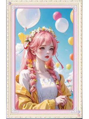 lady-1009 *พร้อมส่ง* ชุดปักครอสติช ลายสาวน้อยกับลูกโป่ง (ปักเต็มผืนผ้า ไม่มีเดินเส้น ผ้า11CTพิมพ์ลาย ปัก 3 เส้นเล็ก) ขนาด 50*77 ซม.ผ้าครอสติช 11CTพิมพ์ลายปักบนผ้า ไหมคอตตอน 40 สี ผังลาย เข็ม