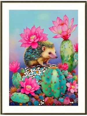 Hedgehog-1001 *พร้อมส่ง* ชุดปักครอสติช ลายเม่นน้อยตะบองเพชร (ปักเต็มผืนผ้า ไม่มีเดินเส้น ผ้า11CTพิมพ์ลาย ปัก 3 เส้นเล็ก) ขนาด 43*54 ซม.ผ้าครอสติช 11CTพิมพ์ลายปักบนผ้า ไหมคอตตอน 36 สี ผังลาย เข็ม