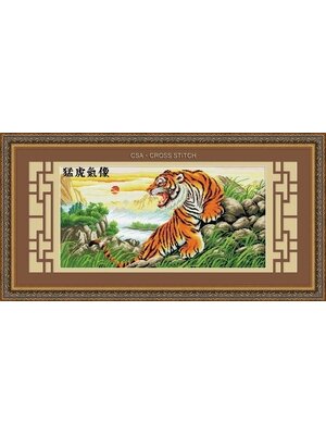 tiger-1012 *พร้อมส่ง* ชุดปักครอสติช ลายเสือมงคล (ปักเต็มผืนผ้า ปักครั้งละ 3 เส้นเล็ก) ขนาด 88*48 ซม.ผ้าครอสติช 11CTพิมพ์ลายปักเต็มลายผ้า ไหมคอตตอน 49 สี ผังลาย เข็ม