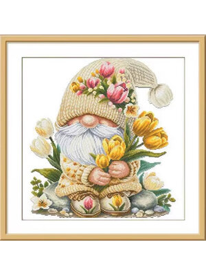 dwarf-1017 *พร้อมส่ง* ชุดปักครอสติช ลายคนแคระทิวลิป (ไม่มีเดินเส้น ผ้า11CTพิมพ์ลาย มีประกาย ปัก 3 เส้นเล็ก) ขนาด 65*65 ซม.ผ้าครอสติช 11CTพิมพ์ลายปักบนผ้า ไหมคอตตอน 50 สี ผังลาย เข็ม