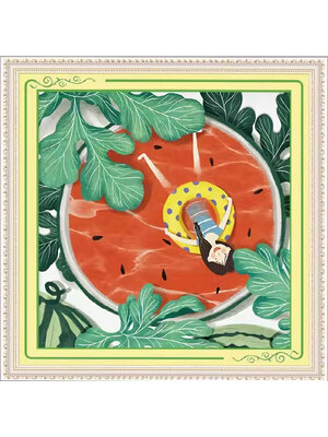 girl-1031 *พร้อมส่ง* ชุดปักครอสติช ลายสาวน้อยแตงโม (ปักเต็มผืนผ้า ไม่มีเดินเส้น ผ้า11CTพิมพ์ลาย ปัก 3 เส้นเล็ก) ขนาด 50*50 ซม.ผ้าครอสติช 11CTพิมพ์ลายปักบนผ้า ไหมคอตตอน 24 สี ผังลาย เข็ม