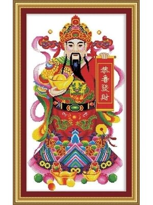 tep-1113 *สินค้าหมด* ชุดปักครอสติช ลายเทพไฉ่ซินเอี๊ย (ผ้า11CTพิมพ์ลาย ปัก 3 เส้นเล็ก) ขนาด 45*75 ซม ผ้าครอสติช 11CTพิมพ์ลายปักบนผ้า ไหมคอตตอน 44 สี ผังลาย เข็ม