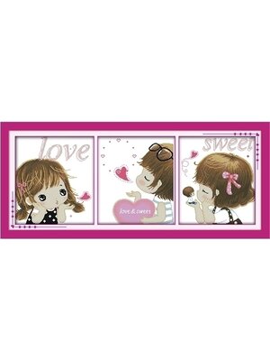 clock-1037 *สินค้าหมด* ชุดปักครอสติช ลายเซต 3 ชิ้น นาฬิการักหวาน ๆ (ไม่มีเดินเส้น) ขนาด 113*49 ซม. ผ้าครอสติช 11CTพิมพ์ลายปักบนผ้า ไหมคอตตอน 21 สี ผังลาย เข็ม