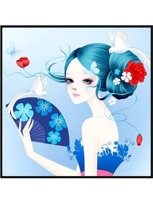 lady-2013 *พร้อมส่ง* ชุดภาพติดคริสตัลกลม ลายสาวงามในชุดฟ้า งานติดเต็มภาพ ขนาด 40*40 ซม. ผ้าแคนวาสลงผังลายเต็ม คริสตัลกลม 25 สี อุปกรณ์ครบชุด