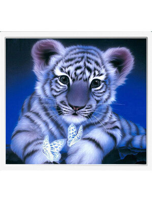 tiger-2014 *พร้อมส่ง* ชุดภาพติดคริสตัลกลม ลายเสือน้อย ( งานติดเต็มภาพ ) ขนาด 36*36 ซม.ผ้าแคนวาสลงผังลายเต็ม คริสตัลกลม 16 สี อุปกรณ์ครบชุด