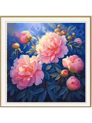 botan-1042 *พร้อมส่ง* ชุดปักครอสติช ลายช่อโบตั๋น (ปักเต็มผืนผ้า ไม่มีเดินเส้น ผ้า11CTพิมพ์ลาย ปัก 3 เส้นเล็ก) ขนาด 50*50 ซม.ผ้าครอสติช 11CTพิมพ์ลายปักบนผ้า ไหมคอตตอน15 สี ผังลาย เข็ม