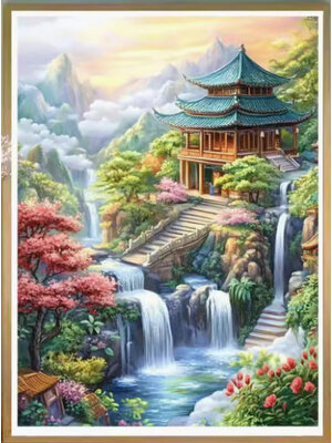 home-1171 *สินค้าหมด* ชุดปักครอสติช ลายบ้านริมคลอง ในฤดู summer (ปักเต็มผืนผ้า ไม่มีเดินเส้น ผ้า11CTพิมพ์ลาย ปัก 3 เส้นเล็ก) ขนาด 50*70 ซม.ผ้าครอสติช 11CTพิมพ์ลายปักบนผ้า+ไหมคอตตอน 36 สี+ผังลาย+เข็ม