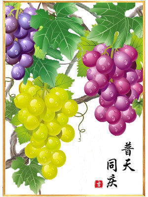 fruit-1008 *พร้อมส่ง* ชุดปักครอสติช ลายช่อองุ่น (ผ้า9CTพิมพ์ลาย ปัก 4 เส้นเล็ก ไม่มีเดินเส้น) ขนาด 63*83 ซม.ผ้าครอสติช 9CTพิมพ์ลายปักบนผ้า ไหมคอตตอน 44 สี ผังลาย เข็ม