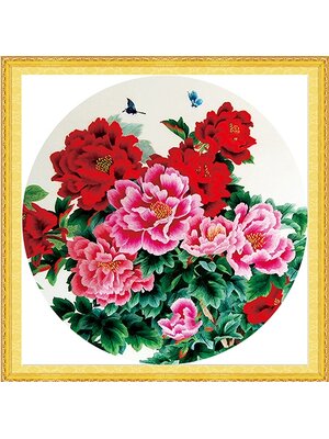 botan-1008 *พร้อมส่ง* ชุดปักครอสติช ลายช่อโบตั๋น (ปักเต็มผืนผ้า ไม่มีเดินเส้น ผ้า11CTพิมพ์ลาย ปัก 3 เส้นเล็ก) ขนาด 50*50 ซม.ผ้าครอสติช 11CTพิมพ์ลายปักเต็มลายผ้า ไหมคอตตอน 33 สี ผังลาย เข็ม