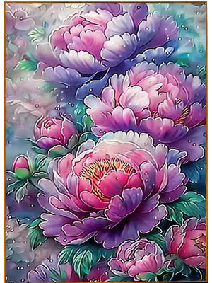 botan-1026 *พร้อมส่ง* ชุดปักครอสติช ลายช่อโบตั๋น (ปักเต็มผืนผ้า ไม่มีเดินเส้น ผ้า 11CTพิมพ์ลาย ปัก 3 เส้นเล็ก) ขนาด 50*70 ซม.ผ้าครอสติช 11CTพิมพ์ลายปักบนผ้า ไหมคอตตอน 38 สี ผังลาย เข็ม