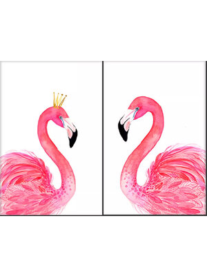 flamingo-1005 *สินค้าหมด* ชุดปักครอสติช ลายเซต 2 ชิ้น คู่นกฟลามิงโก้ (ไม่มีเดินเส้น ปักครั้งละ 3 เส้นเล็ก) ขนาด 70*50 ซม.ผ้าครอสติช 11CTพิมพ์ลายปักบนผ้า+ไหมคอตตอน 16 สี+ผังลาย เข็ม