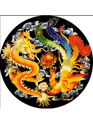 dragon-1100 *สินค้าหมด* ชุดปักครอสติช ลายมังกรคู่หงส์ (ปักเต็มผืนผ้า ไม่มีเดินเส้น ปักครั้งละ 3 เส้นเล็ก) ขนาด 40*40 ซม.ผ้าครอสติช 11CTพิมพ์ลายปักบนผ้า ไหมคอตตอน 29 สี ผังลาย เข็ม