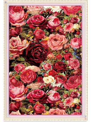 rose-1007 *สินค้าหมด* ชุดปักครอสติช ลายสวนกุหลาบ (ปักเต็มผืนผ้า ไม่มีเดินเส้น ผ้าพิมพ์ลาย 11CT ปัก 3 เส้นเล็ก) ขนาด 60*85 ซม.ผ้าครอสติช 11CTพิมพ์ลายปักบนผ้า ไหมคอตตอน 32 สี ผังลาย เข็ม