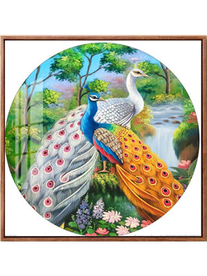 peacock-1001 *พร้อมส่ง* ชุดปักครอสติช ลายนกยูงคู่ในป่าใหญ่ (ปักเต็มผืนผ้า ไม่มีเดินเส้น ผ้า9CTพิมพ์ลาย ปัก 4 เส้นเล็ก) ขนาด 75*75 ซม.ผ้าครอสติช 9CTพิมพ์ลายปักบนผ้า ไหมคอตตอน 40 สี ผังลาย เข็ม