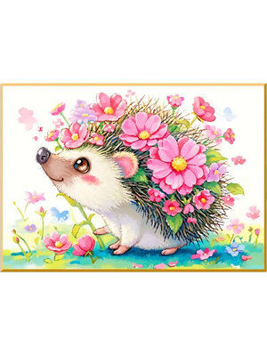 animal-1007 *สินค้าหมด* ชุดปักครอสติช ลายเม่นน้อยดอกไม้ (ไม่มีเดินเส้น ไม่มีผังลาย ผ้า11CTพิมพ์ลาย ปัก 3 เส้นเล็ก) ขนาด 38*28 ซม.ผ้าครอสติช 11CT พิมพ์ลายปักบนผ้า ไหมคอตตอน 12 สี เข็ม